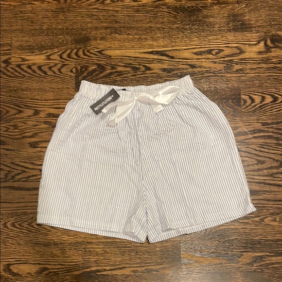 PrettyLittleThing Light Blue and White Striped Boxer Shorts - Picture 1 of 4